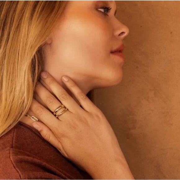 Loren Stewart Curateur Women's 14k Gold Plated Open Double Band Ring Size 7 - Picture 2 of 7